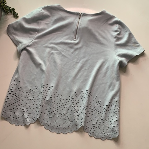 Design Lab Faux suede blue scalloped hem cutout Small - Picture 4 of 6